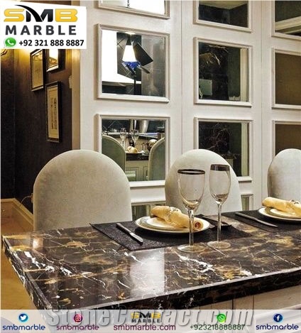 Black & Gold Marble Kitchen Design