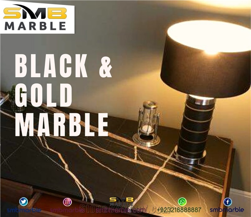 Black & Gold Marble Kitchen Design from Pakistan - StoneContact.com