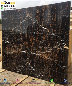 Black with Gold Stone Slabs & Tiles