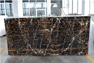 Black with Gold Stone Slabs & Tiles