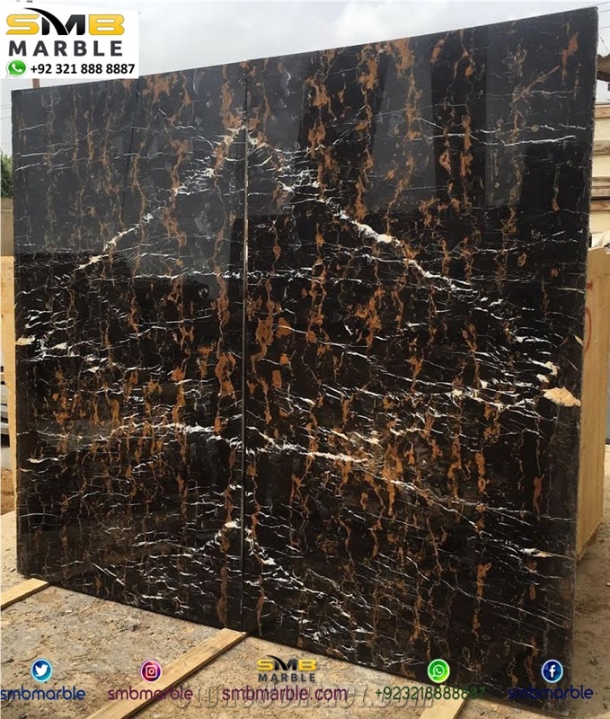 Black with Gold Vein Marble - Pakistan Slabs