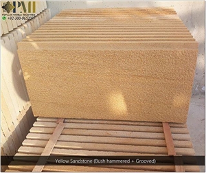 Bush Hammer Yellow Sandstone Tiles Flooring