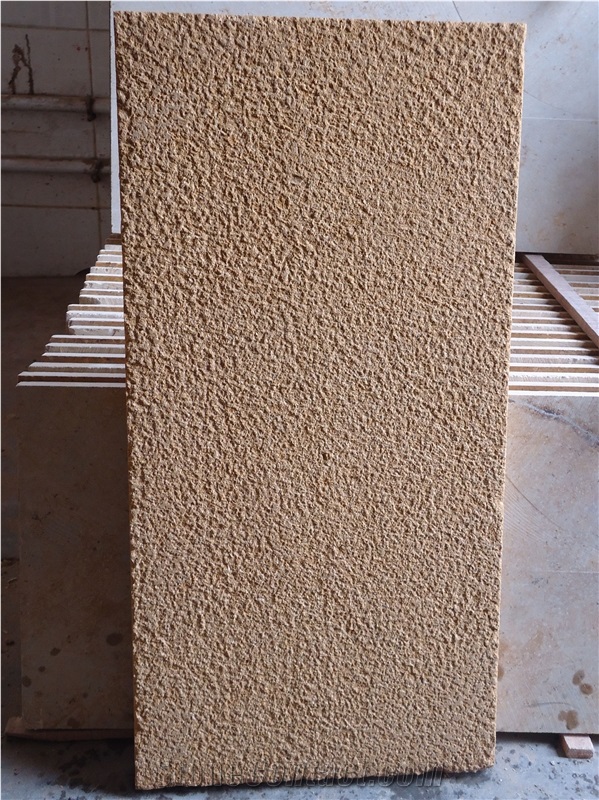 Bush Hammered Yellow Sandstone Tiles & Mango Sandstone Slabs