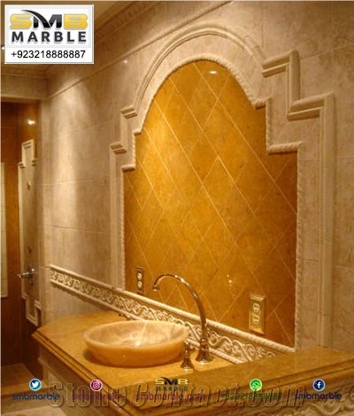 Indus Gold Polished Marble Custom Bathroom