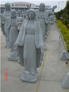 China White Marble Mother Mary & Angel Sculptures