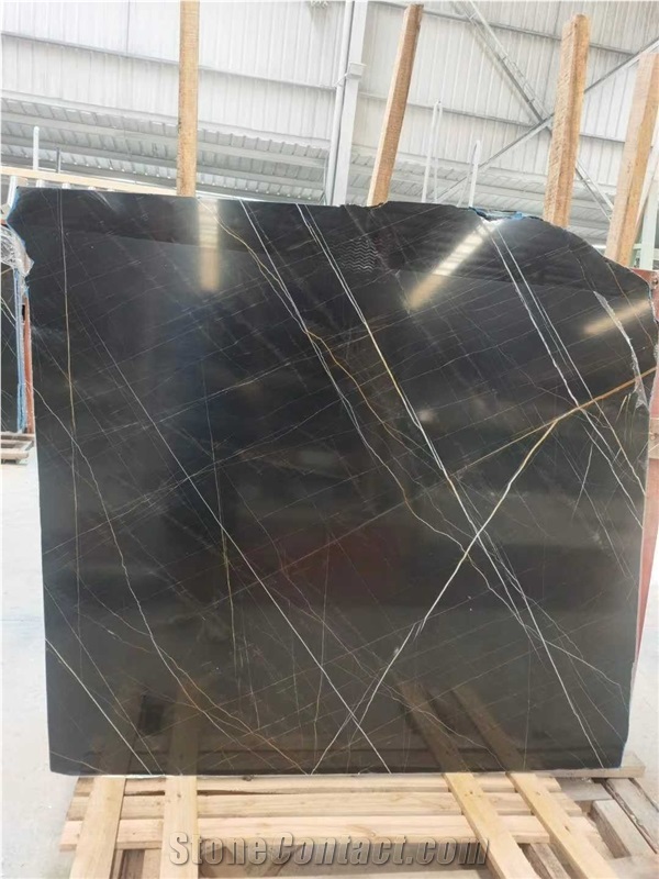 Lauren Black and Gold Marble Slabs with 1.8cm Thickness