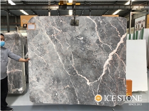 Chinese Skyfall Grey Marble Bookmatched Slabs