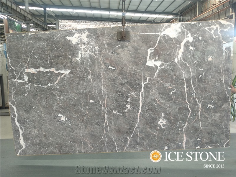 Chinese Skyfall Grey Marble Bookmatched Slabs