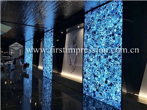 Blue Agate Gemstone Semiprecious Stone for Wall