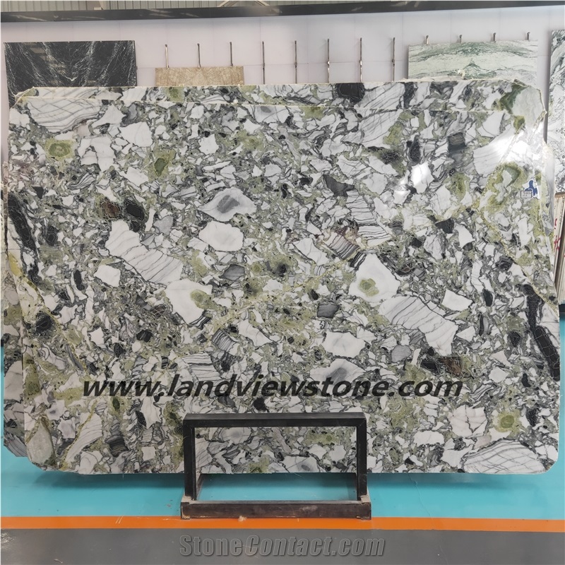 China Ice Jade Green White Marble Wall Tiles Slabs