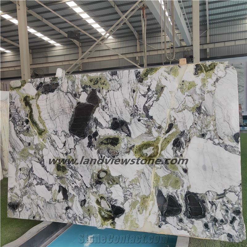 Ice Cold Jade Black Green White Marble Slabs