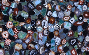 Multi-Color Agate Semiprecious Stone Tiles Slabs