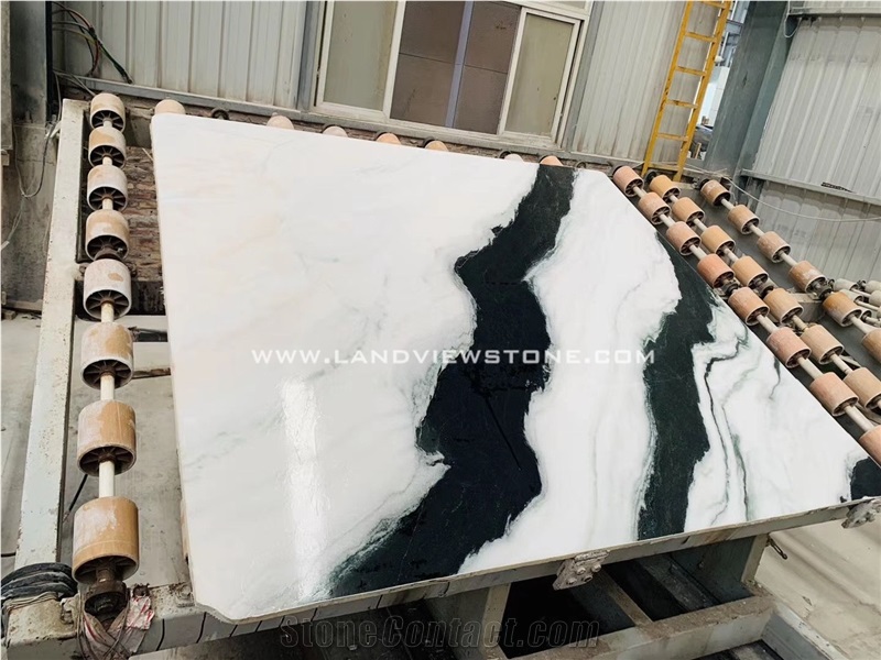 Panda White Marble Bookmatched Big Slabs