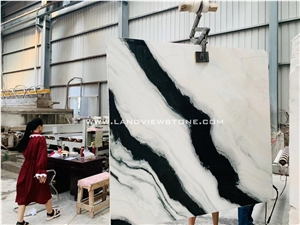 Panda White Marble Bookmatched Big Slabs