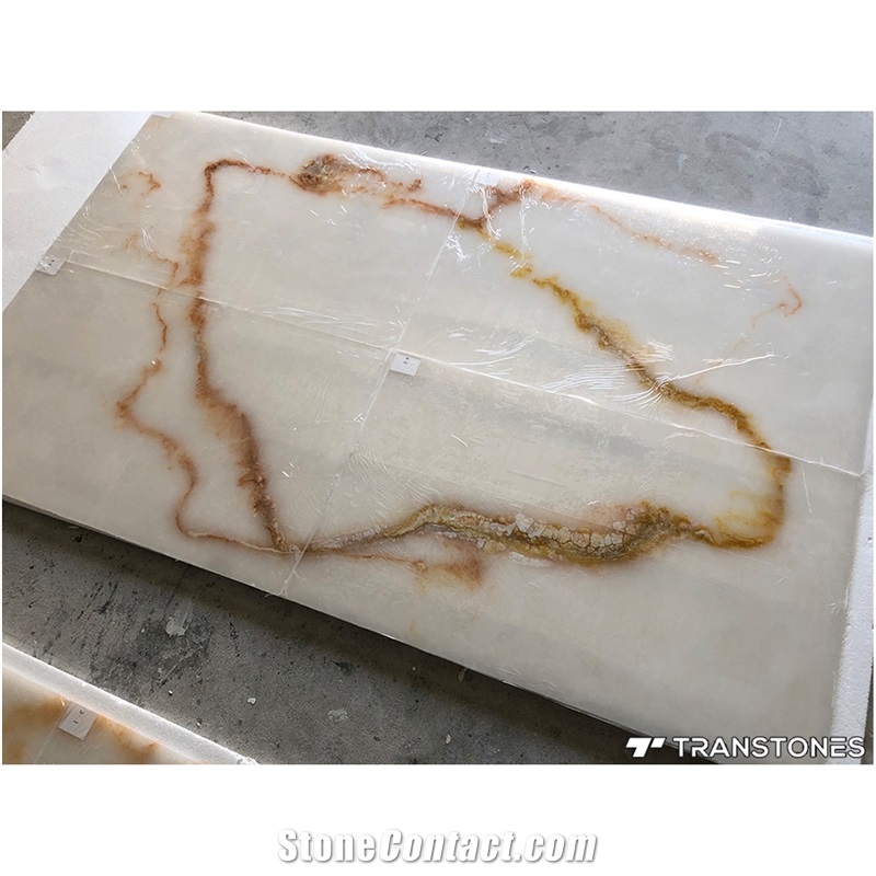 Alabaster Acrylic Sheet Continuous Veins Slab