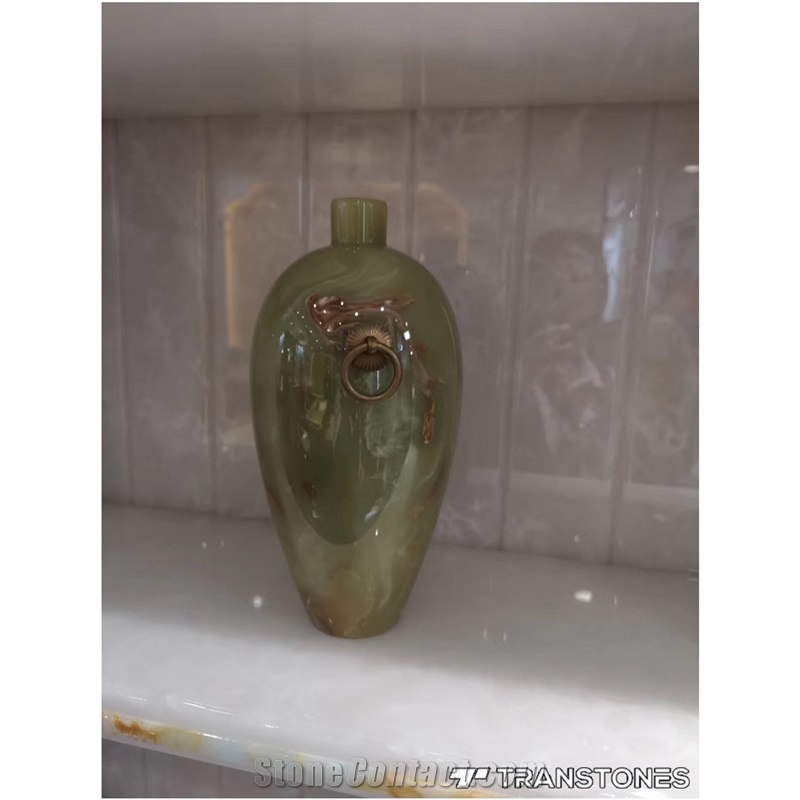 Translucent Resin Panel Green Artificial Onyx Vase