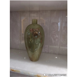 Translucent Resin Panel Green Artificial Onyx Vase