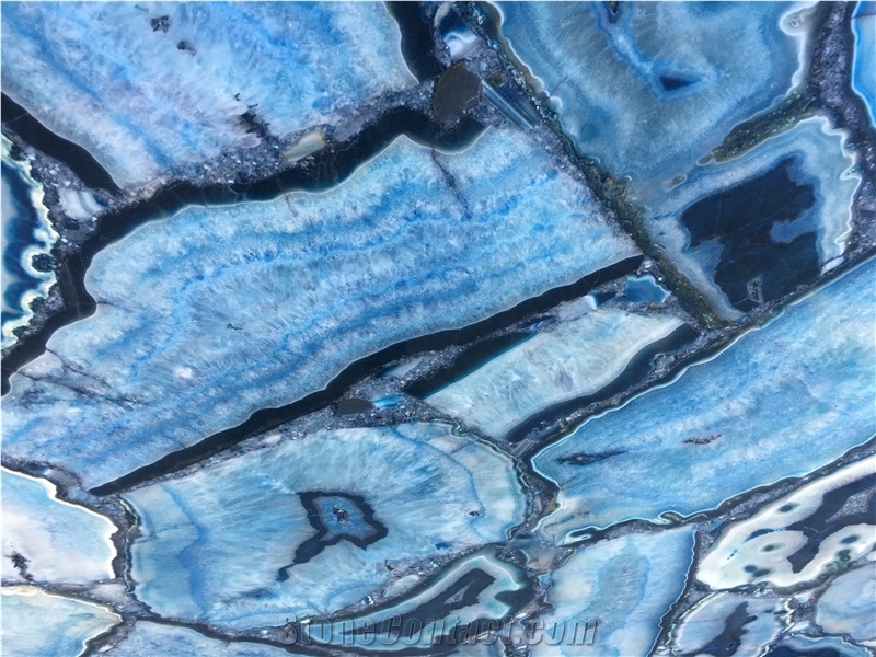 Blue Agate Semiprecious Stone Slabs
