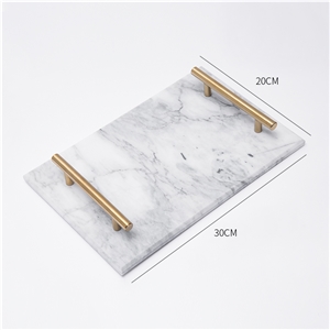 Natural Marble Tea Tray Jewelry Plate with Handle