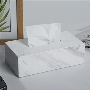 Volakas White Marble Tissue Box Natural Stone Case