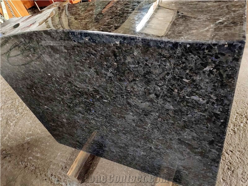 Black Granite Headstone, Galactic Blue Labradorite