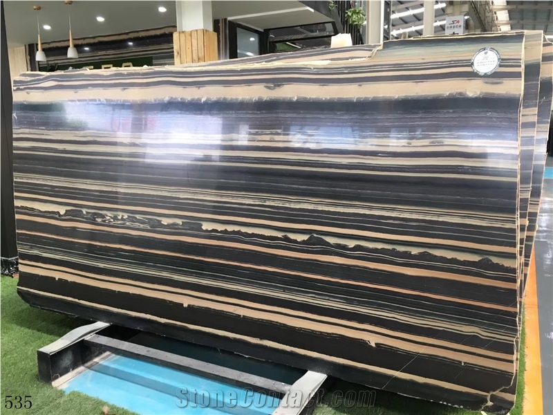 Black Wood Marble Golden Vein Hotel Flooring Tiles