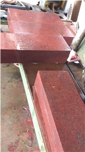 China Red Porphyry Floor Tile Flamed Finished Slab