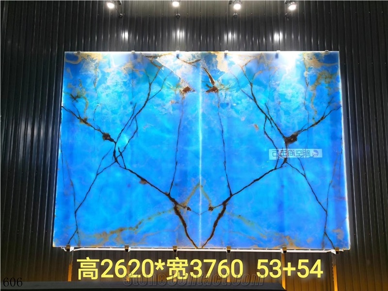 Golden Blue Onyx Printing Jade Azul Wall Covering