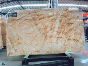 Golden Silk Ice White Jade Marble Wall Covering