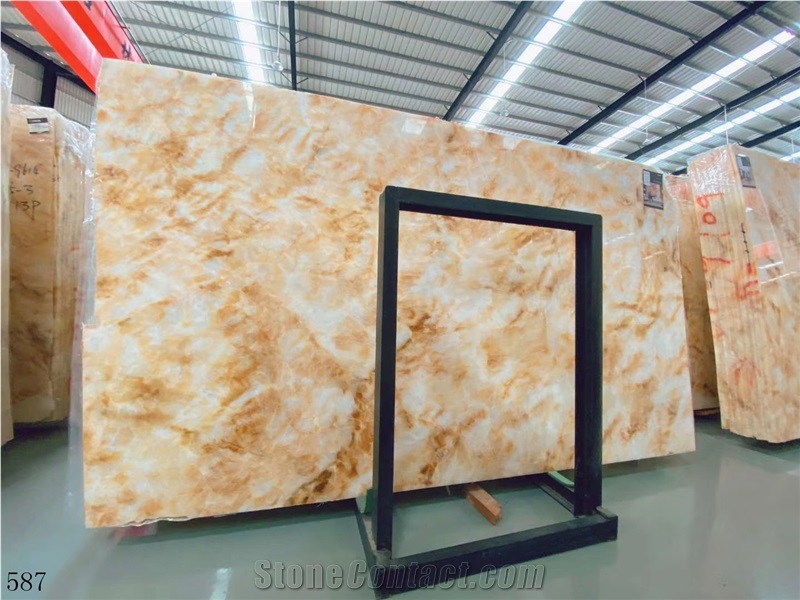 Golden Silk Ice White Jade Marble Wall Covering