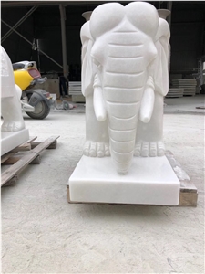 Han White Marble Animal Elephant Outdoor Statues