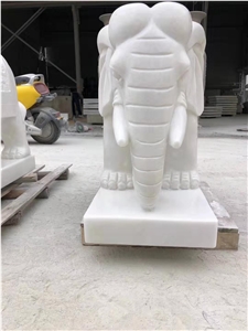 Han White Marble Elephant Animal Outdoor Statues