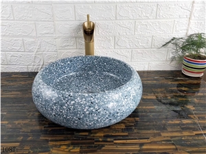 Terrazzo Waterstone Beige Round Basin for Bathroom