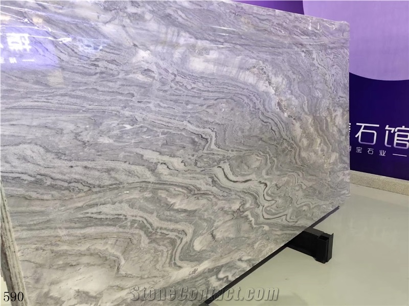 Wave Rio Grey Marble Bookmatch Wall Paving Tiles