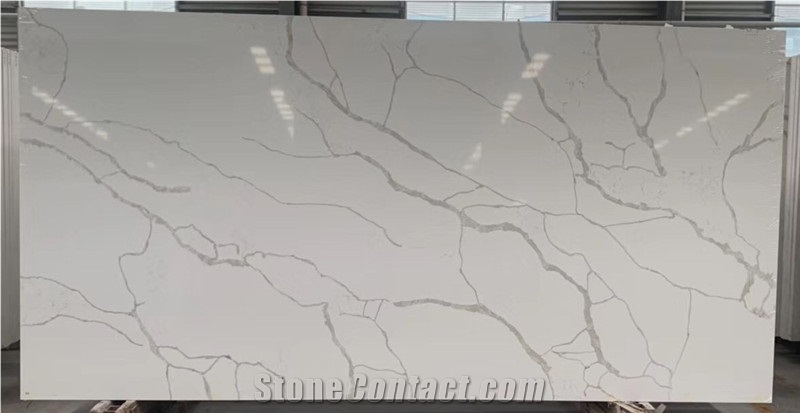 Engineered White Calacatta Quartz Stone Slab