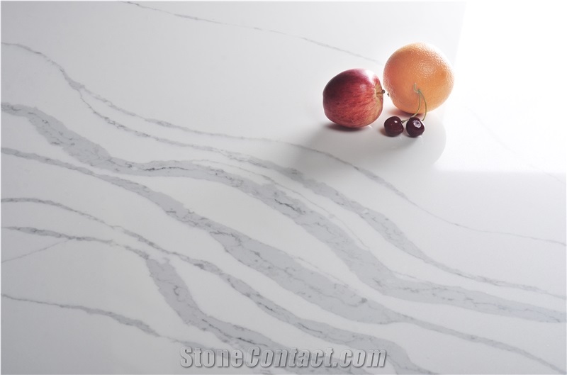 Grey White Artificial Quartz Stone Slabs Tiles