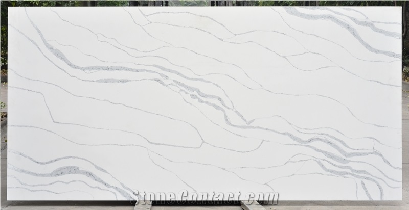 Grey White Artificial Quartz Stone Slabs Tiles