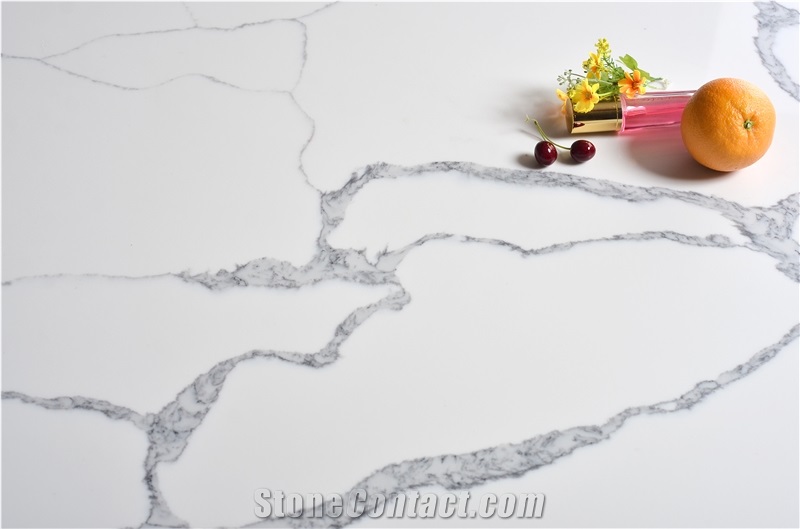 White Artificial Quartz Stone Slabs Wall Tiles