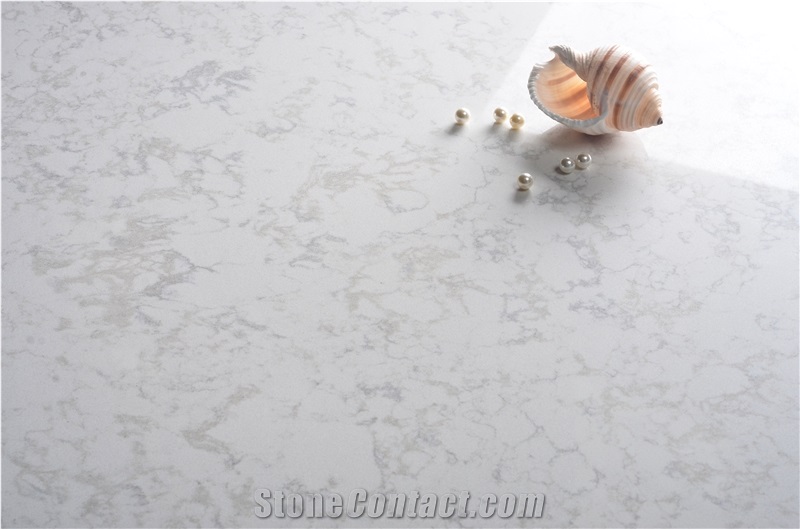 White Flower Artificial Quartz Stone Slabs