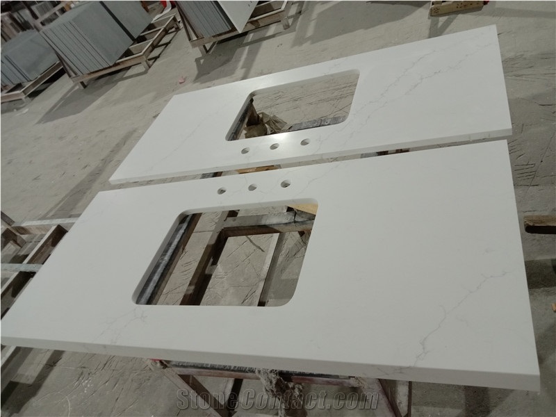 White Polished Calacatta Quartz Countertops