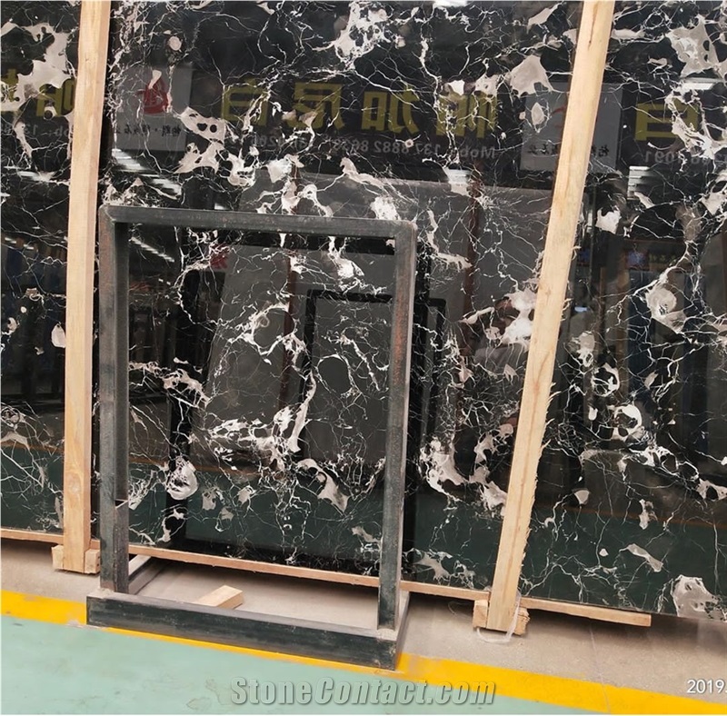 China Century Ice Black Marble Big Slab Polished