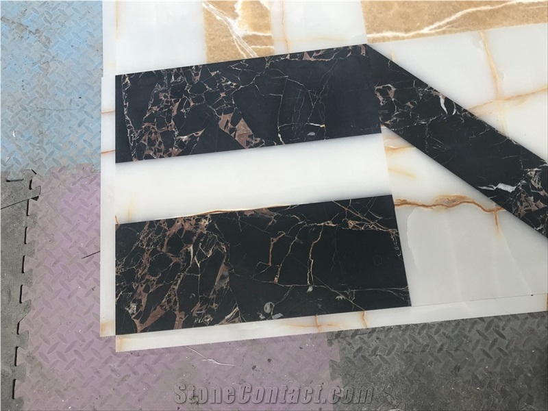 China Portoro Gold Marble Tiles Vendome Noir Slabs
