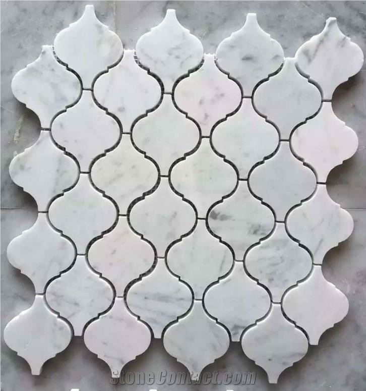 Herringbone Carrara White Marble Mosaic Wall Floor