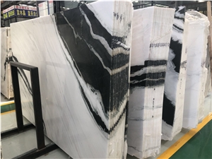 Panda Black White Bookmatch Marble Floor Step Tile