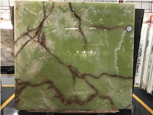 Polished Green Onyx Cut to Size Tiles Slabs
