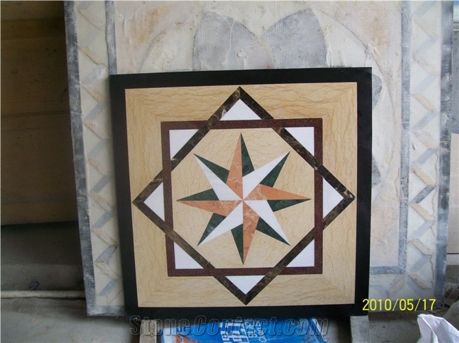 Polished Waterjet Square Marble Mdeallions Floor
