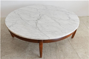Small Around White Marble Coffee Table