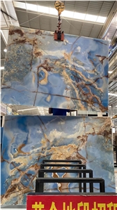 Blue Onyx Slabs for Wall Cladding