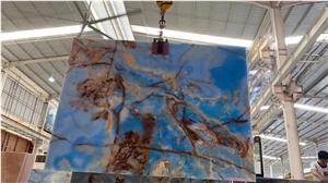 Blue Onyx Slabs for Wall Cladding