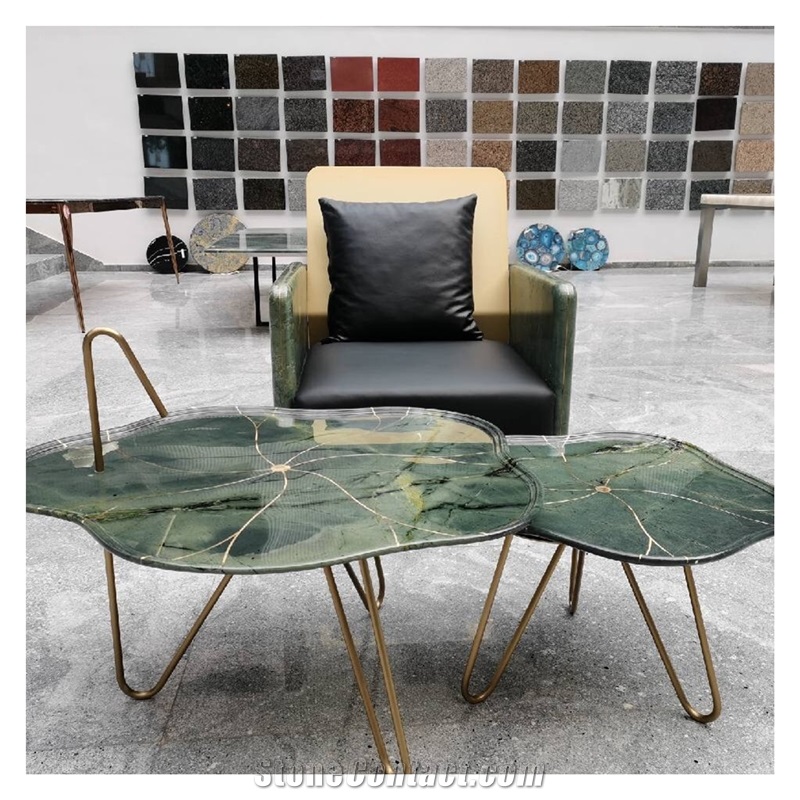 Peacock Green Marble Table Interior Stone Furniture